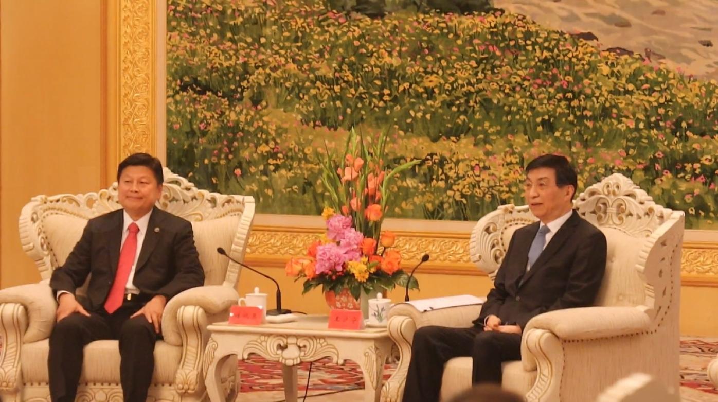 傅崐萁27日下午與中國全國政協主席王滬寧會見。翻攝畫面