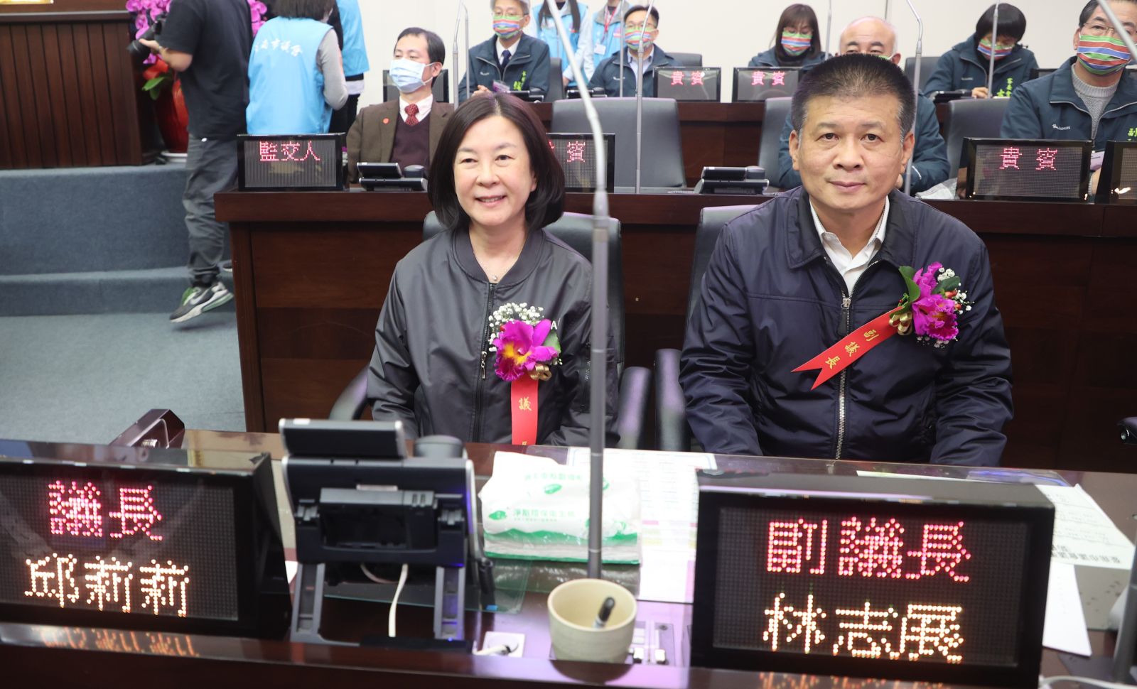 台南市議會第4屆正副議長邱莉莉、林志展。辛啓松攝
