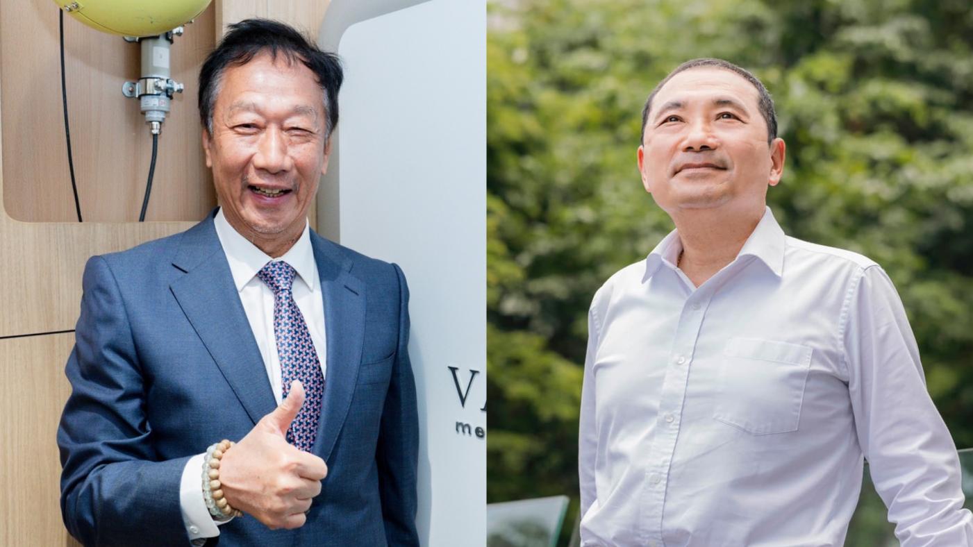 日前傳出，鴻海創辦人郭台銘（左）力挺新北市長侯友宜選2024。翻攝兩人臉書