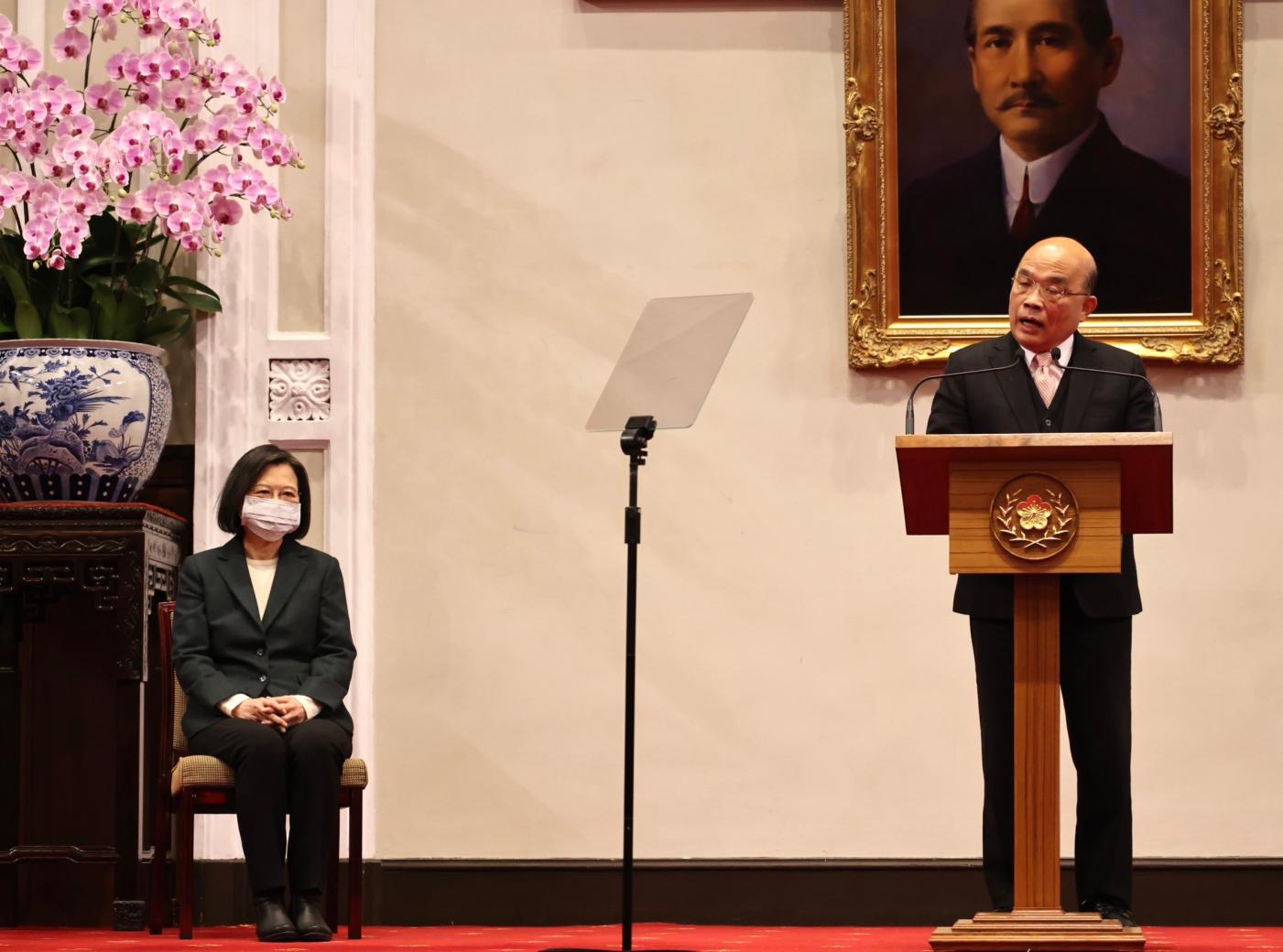 總統蔡英文感謝行政院長蘇貞昌四年來扛起重擔。林啟弘攝