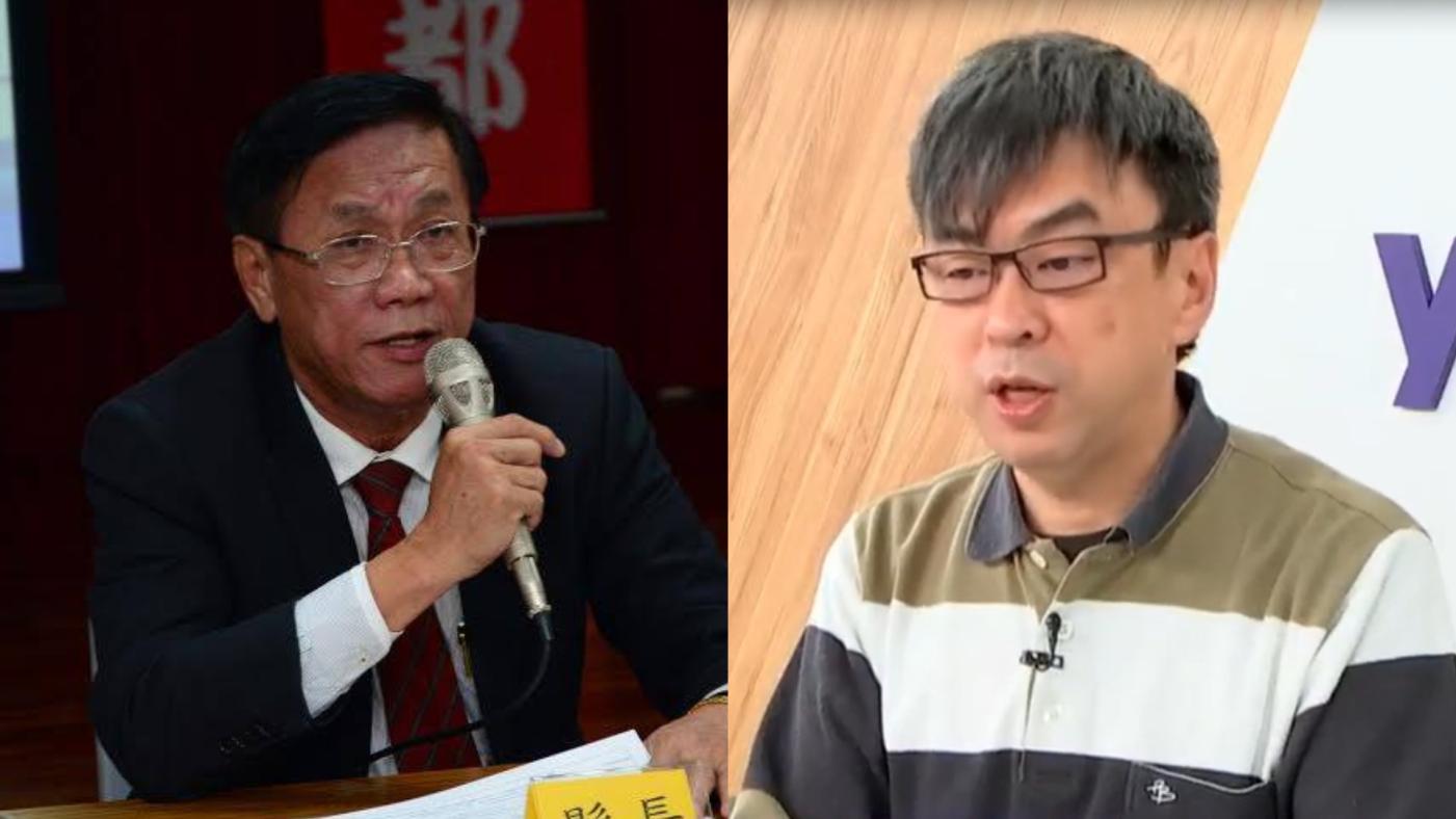 民進黨立委段宜康（右）爆料擔林明溱（左）擔任立委時期，2014年1～4月每月使用公務車達209小時。翻攝臉書  