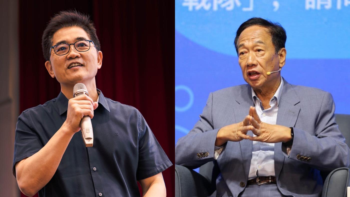 國民黨秘書長黃健庭（左）日前稱，郭台銘（右）曾答應輸了會支持侯友宜，並接受國民黨安排為不分區立委，爭取選立法院長。翻攝兩人臉書
