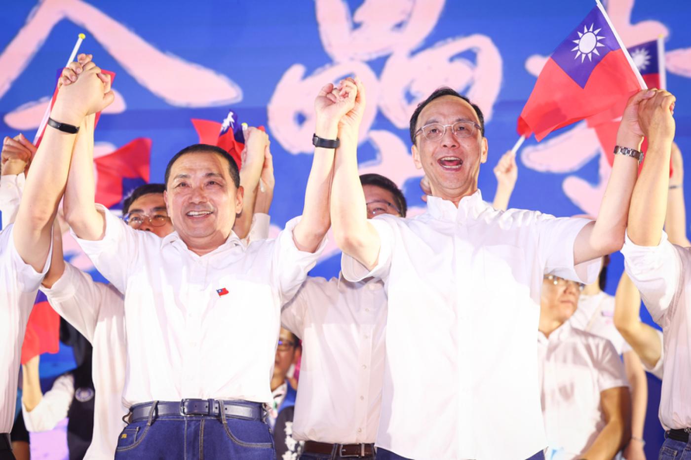 國民黨20日晚間在新北市新莊區舉行「台灣要侯！台灣要好！」造勢大會。中央社