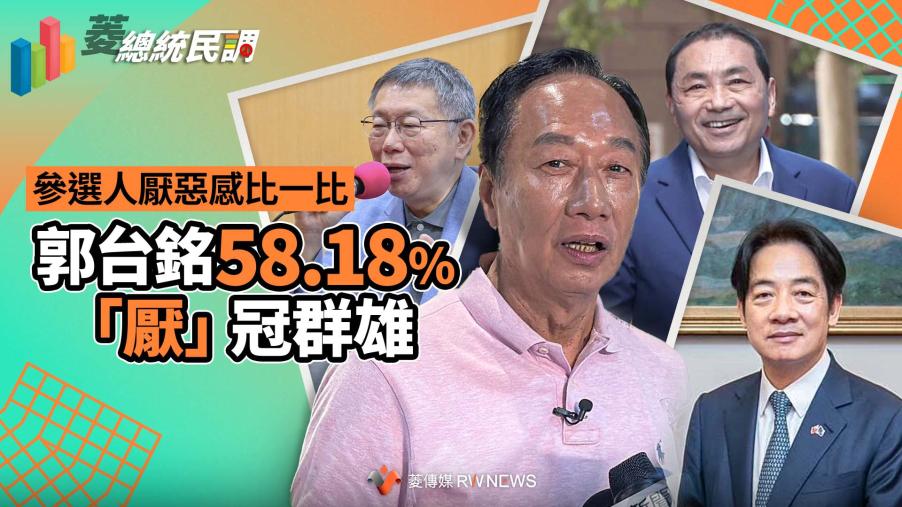 菱總統民調2／參選人厭惡感比一比　郭台銘58.18%「厭」冠群雄
