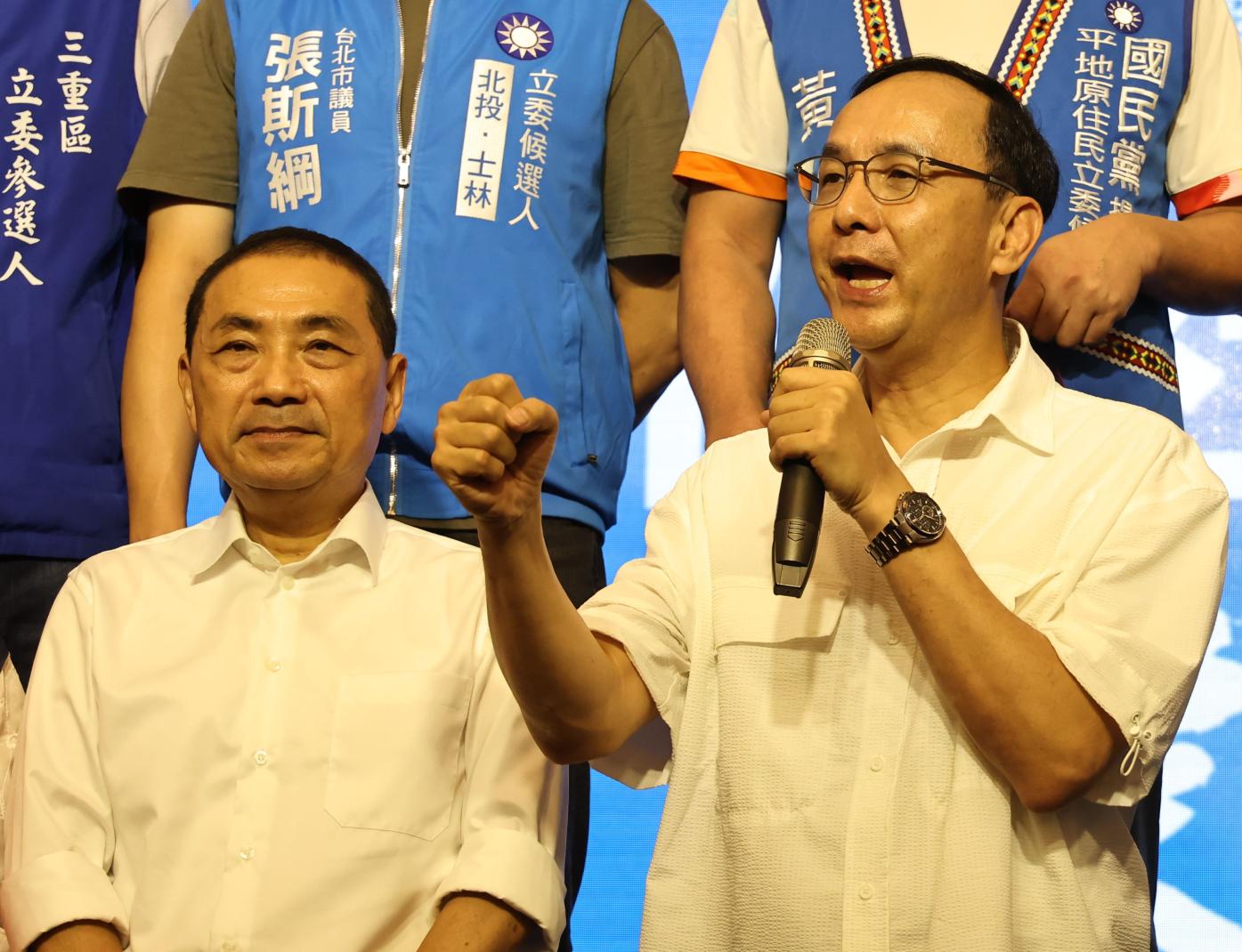 朱立倫（右）12日表示，出任國民黨副主席其實是「韓國瑜主動提的」。資料照片／林啟弘攝