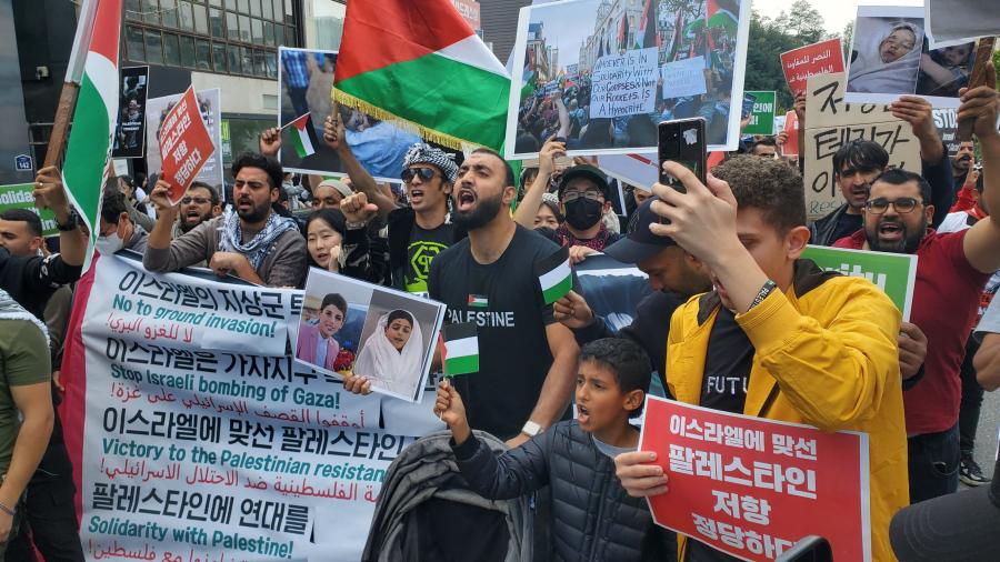 首爾現場／韓國人遭日殖民有共感　上街遊行力挺巴勒斯坦
