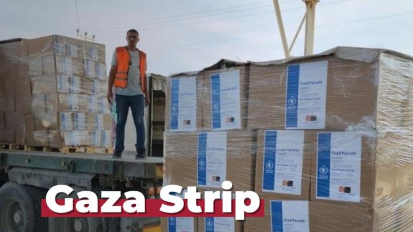聯合國援資卡車自21日後陸續抵達加薩。翻攝@UNOCHA「X」社群平台