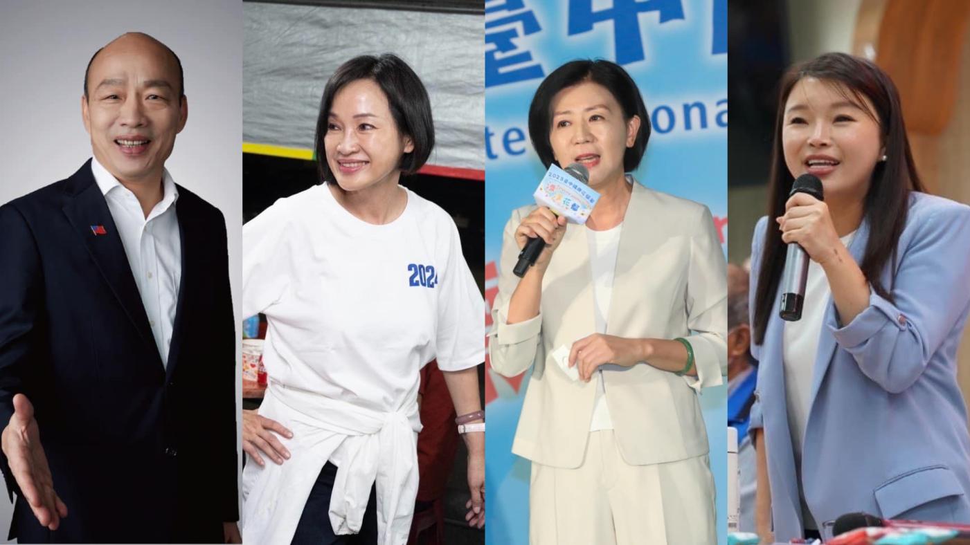 國民黨不分區名單出爐，由韓國瑜（左1）領軍，柯志恩（左2）、王育敏(右2)、張嘉郡（右1）回鍋。翻攝4人臉書