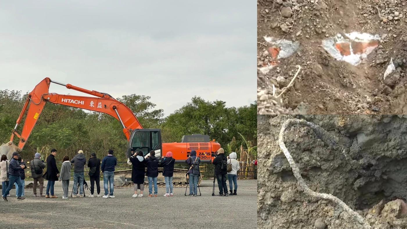 柯文哲位在新竹市隆恩段的農地停車場22日開挖進行復原工程，卻發現有鋼筋、水泥塊、紅磚等建築廢棄物。 翻攝新竹市議員曾資程臉書