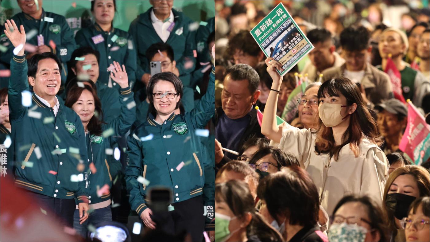 民進黨正副總統人賴清德、蕭美琴雖勝選，但日本學者分析其得票率減少約18%。林啟弘攝