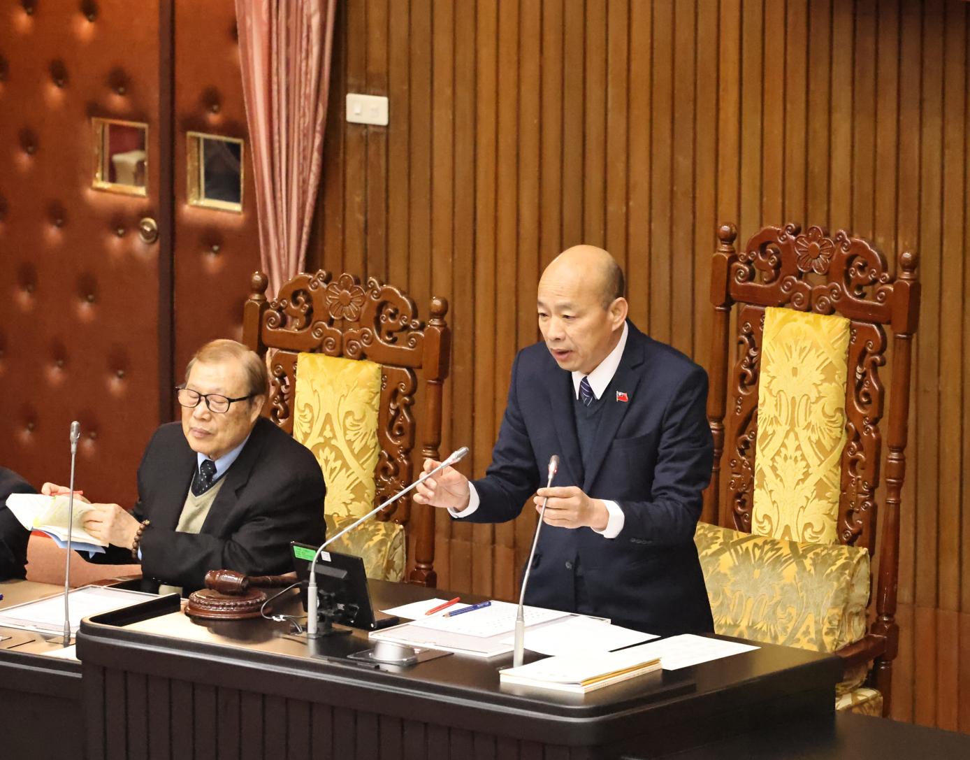 立法院長韓國瑜15日主持院會，下午卻因故提早結束。資料照片／林啟弘攝