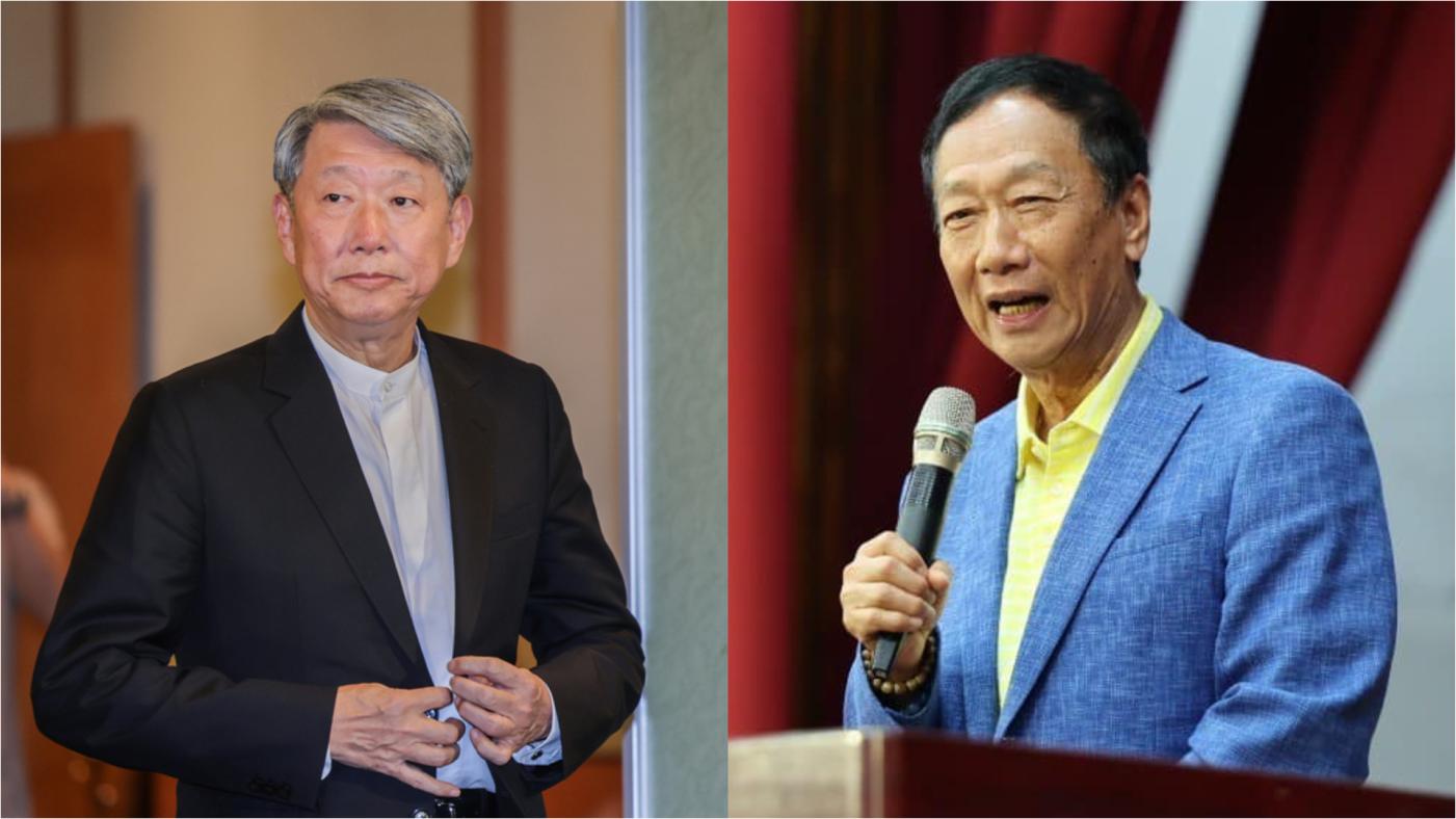 郭台銘（左）談準經濟部長郭智輝（右）。右圖中央社、左圖翻攝郭台銘臉書