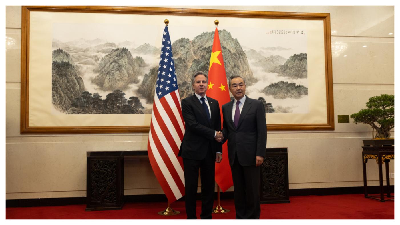 美國國務卿布林肯二度訪中，26日與中國外交部長王毅會談。翻攝@SecBlinken「X」社群平台