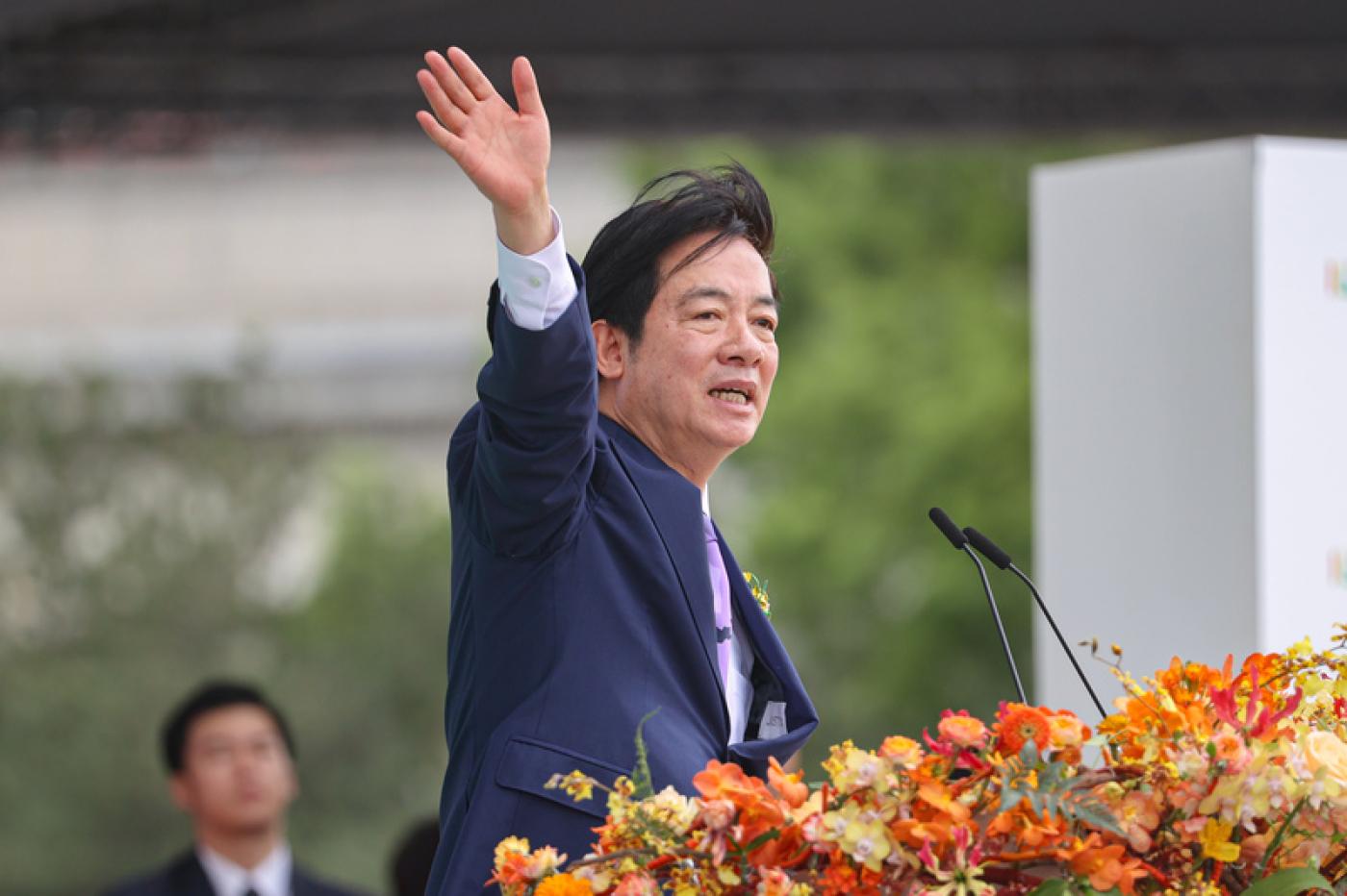 總統賴清德20日在總統府前的慶祝大會上，發表就職演說「打造民主和平繁榮的台灣」。中央社