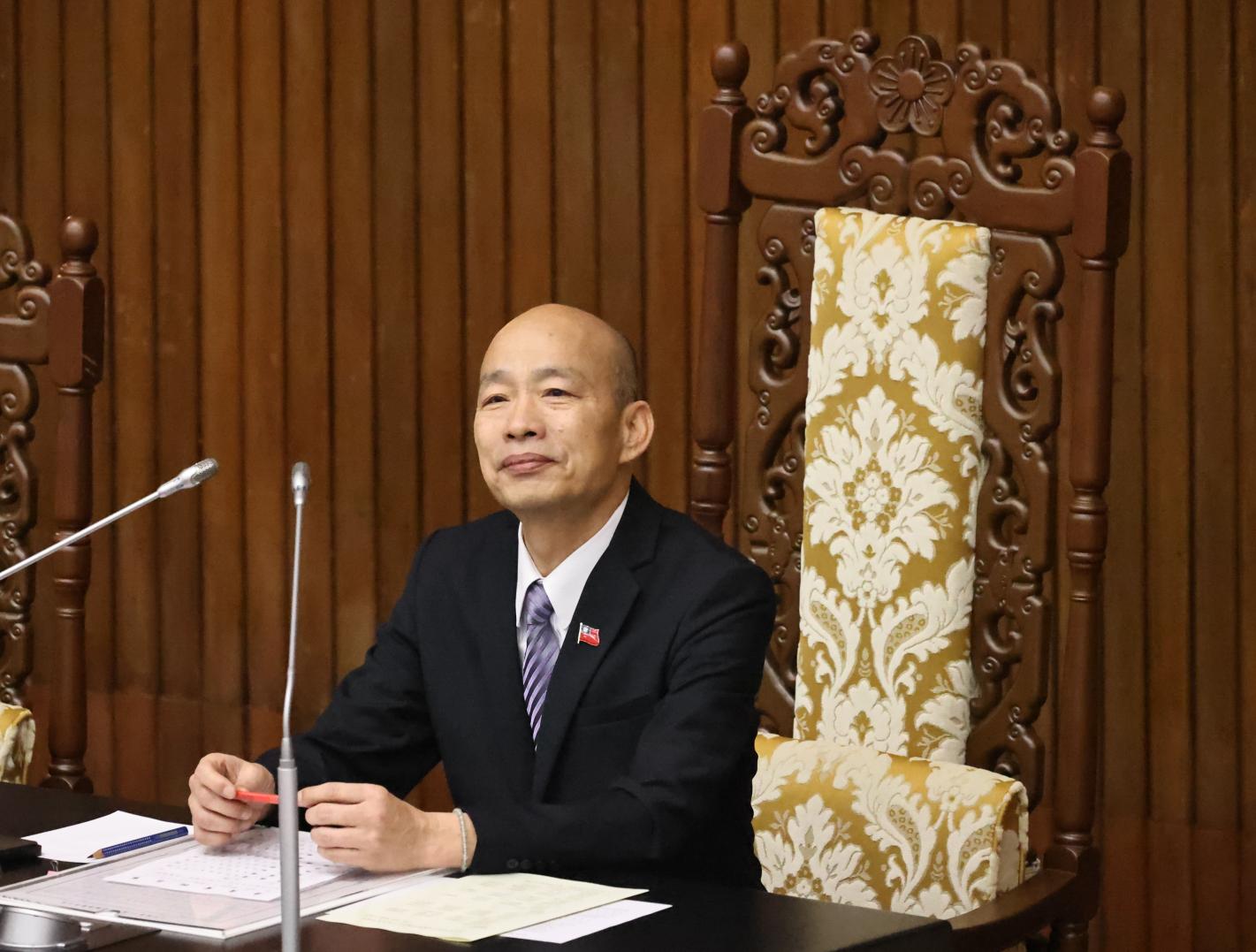 立法院長韓國瑜19日出席國民黨立法實務研討會，他致詞時勉勵國民黨立委「眼中沒有仇人、心中沒有敵意」，希望大家用愛當出發點。資料照片／林啟弘攝