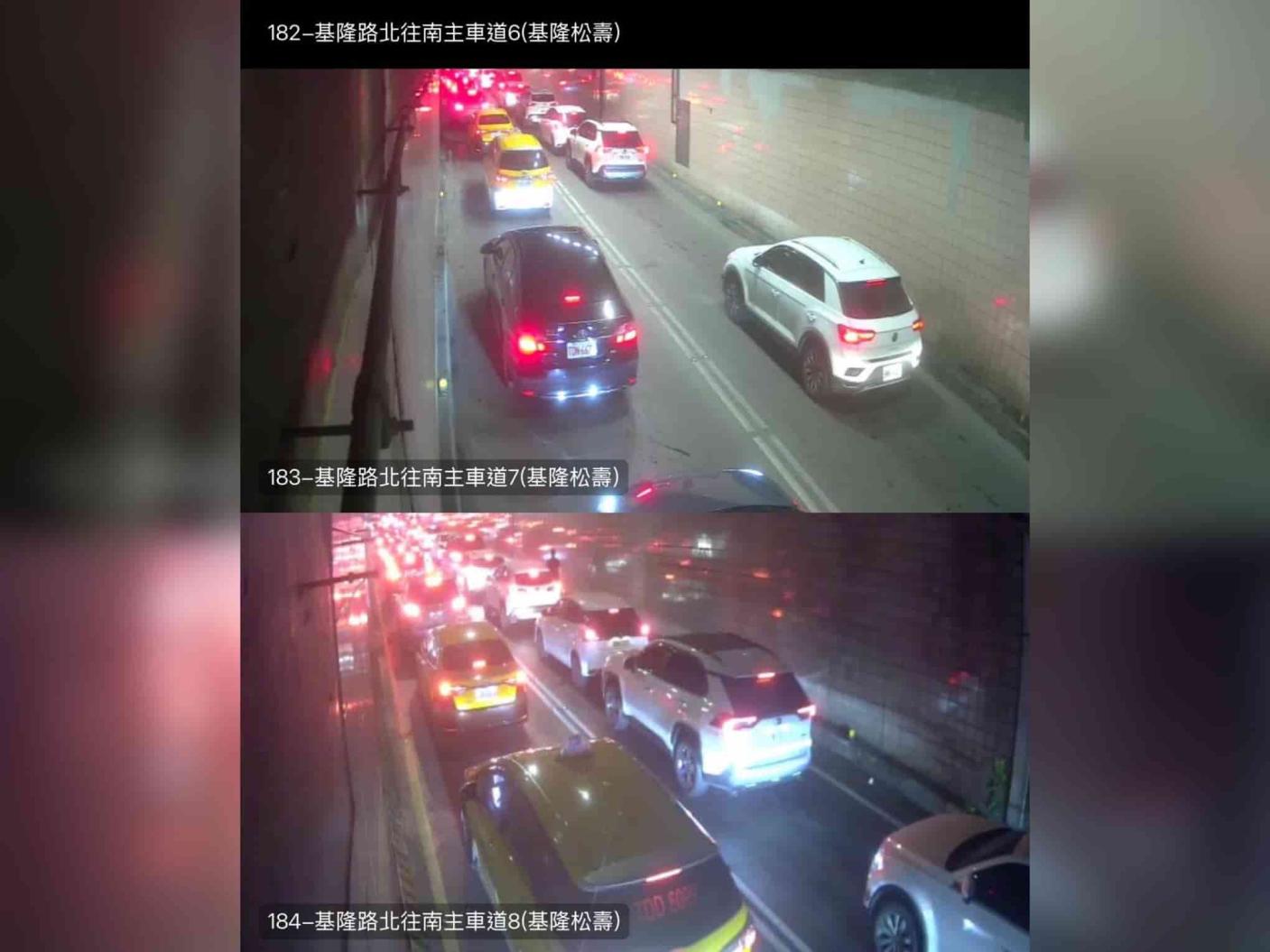 基隆路地下道9日深夜出現大塞車，平常3分鐘車程竟花了1小時。翻攝陳宥丞臉書