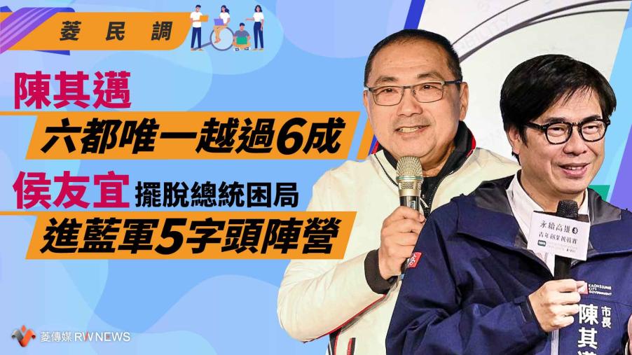 菱民調／陳其邁六都唯一越過6成　侯友宜擺脫總統困局　進藍軍5字頭陣營