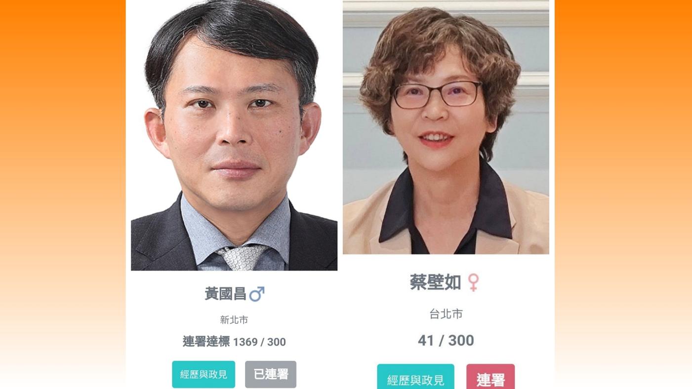 江和樹22日表示，民眾黨主席補選連署，黃國昌不到一分鐘即達標，大幅領先蔡壁如1000多票。翻攝江和樹臉書