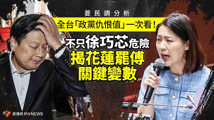 菱民調分析／全台「政黨仇恨值」一次看！不只徐巧芯危險　揭花蓮罷傅關鍵變數