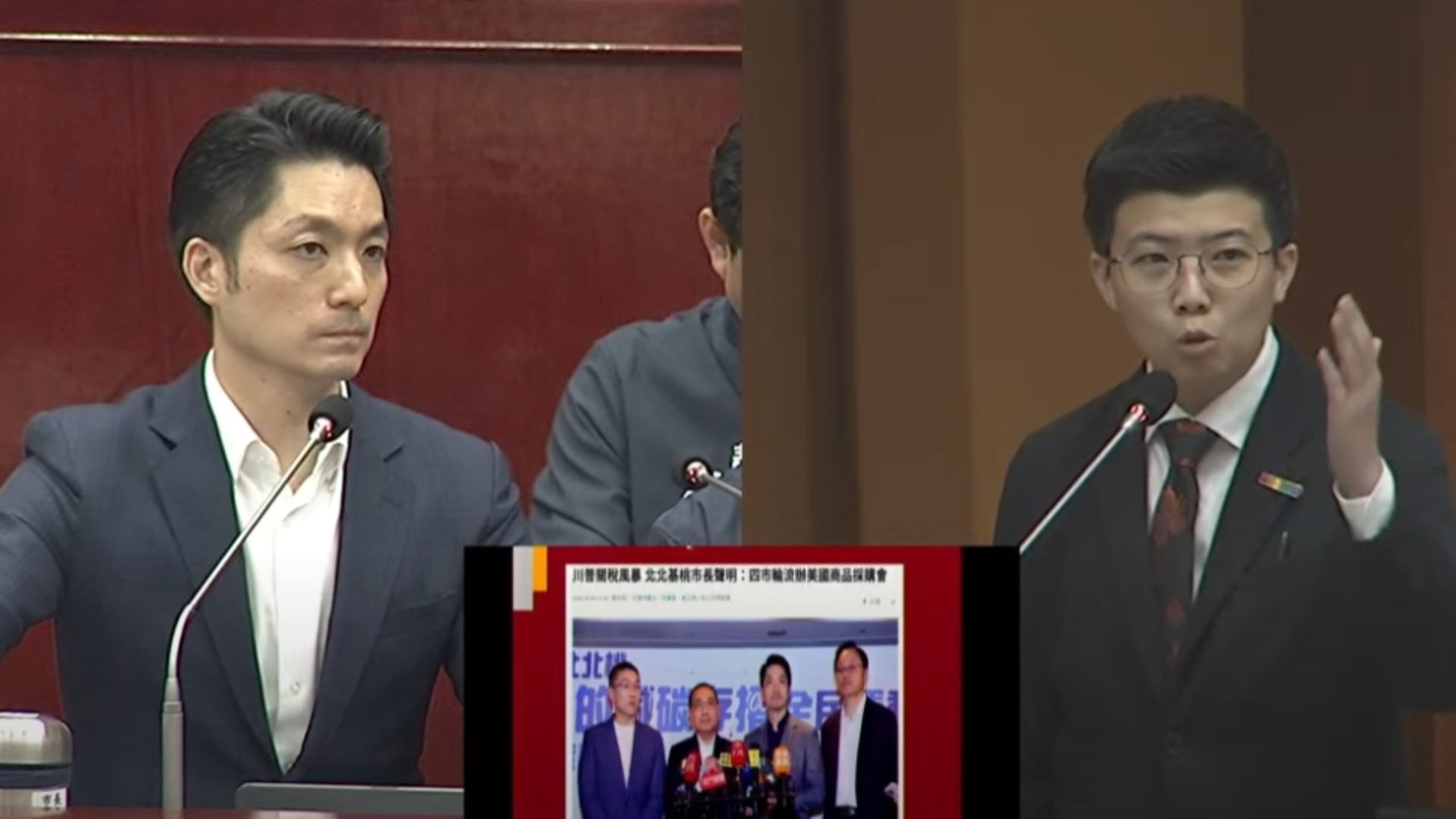 苗博雅（右）10日在議會質詢台北市長蔣萬安。翻攝台北市議會直播