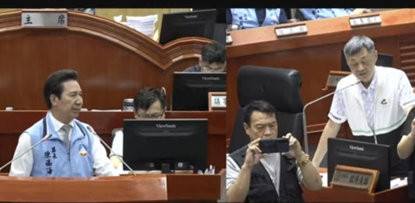 金城國中翁姓教師在段考的考題中出現涉及性岐視的字眼，讓金門縣議員連縣長施政報告都不願意聽。翻拍金門議會直播