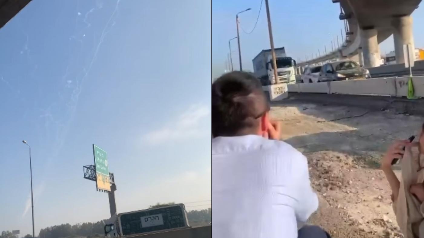 從駐以色列代表李雅萍回傳外交部的影片可見，撤離途中遇到伊朗飛彈襲擊以色列，以國啟動鐵穹防空系統攔截飛彈，不斷傳出轟隆巨響，還有人摀住耳朵。外交部提供