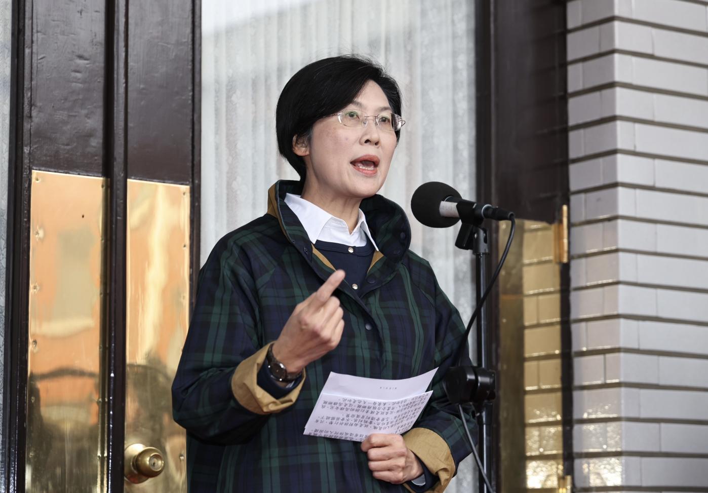 木岱樺28日出席民進黨全代會，表示她目前民調第一名。資料照片／林啟弘攝