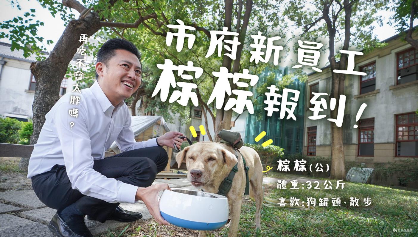 林智堅2020年11月宣布，聘用「棕棕」當市犬。翻攝林智堅臉書
