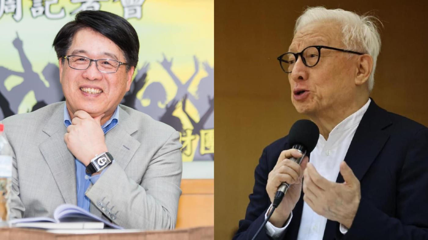 游盈隆（左）批立委沈伯洋是民進黨之取，遭曹興誠（右）痛罵。翻攝游盈隆臉書、資料照片
