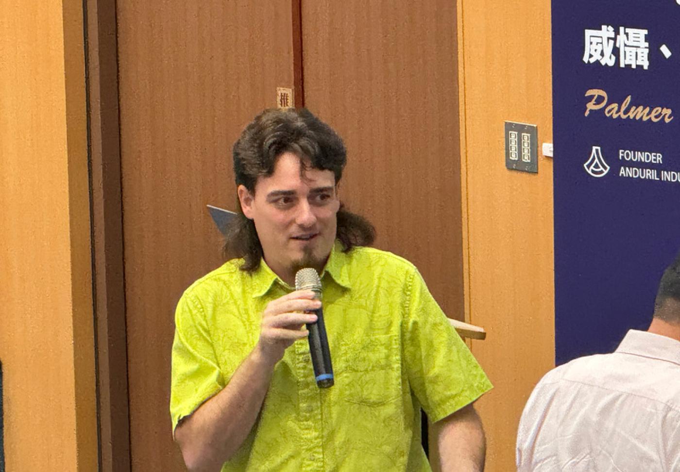 美國國防新創Anduril創辦人拉奇來台演講表示，已在台灣開設辦公室，招募本土工程人才。 中央社