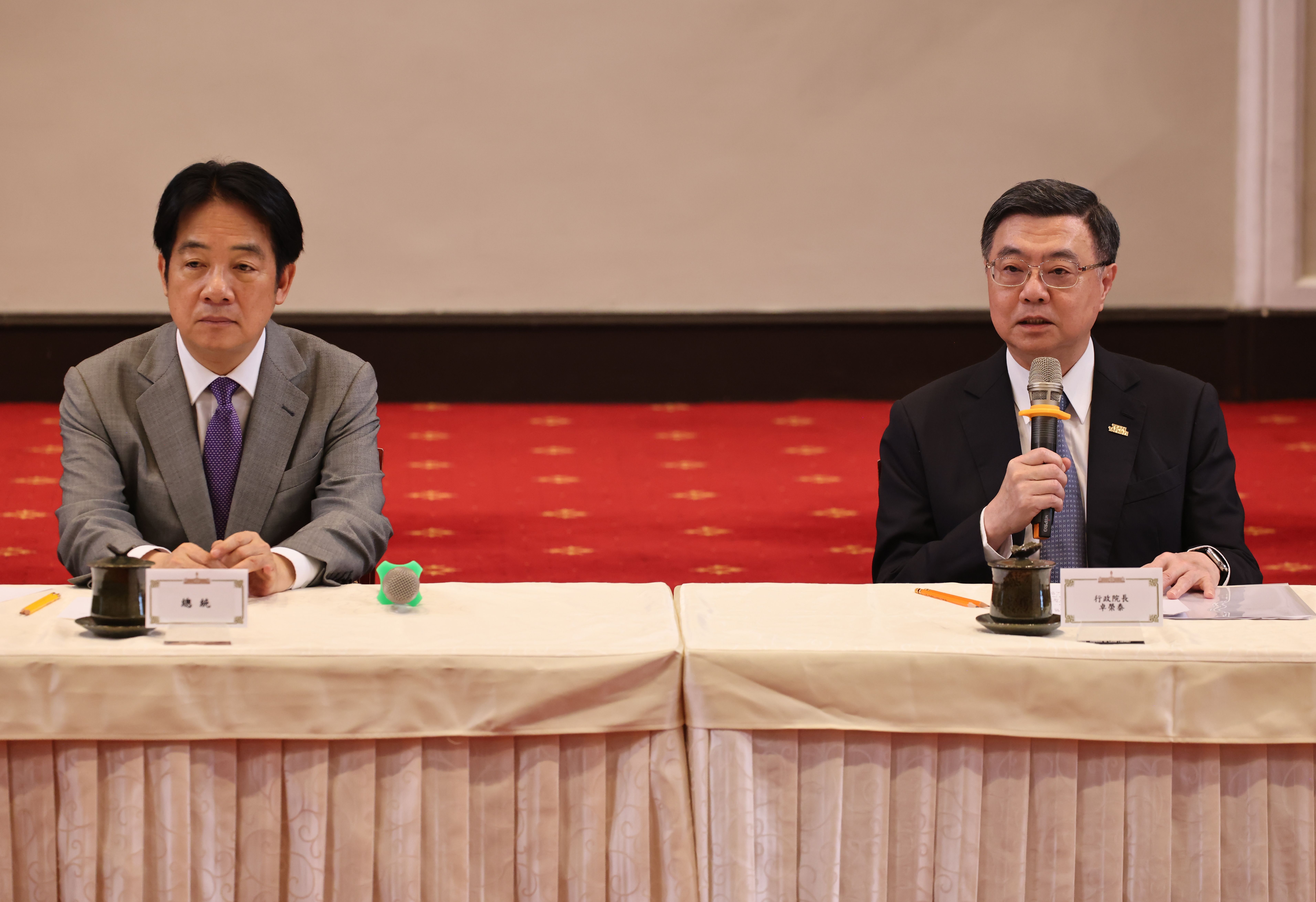 陳水扁14日表示，卓榮泰（右）是賴清德（左）最佳行政院長人選。資料照片／林啟弘攝
