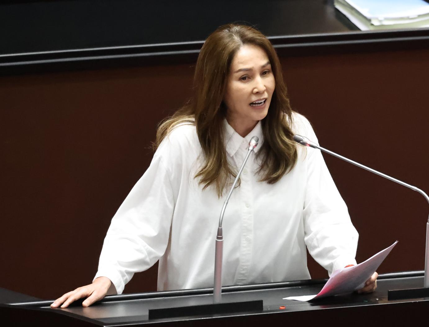 高金素梅25日在質詢行政院長卓榮泰時，喊台灣應該拒絕和美國貿易往來。資料照片／林啟弘攝