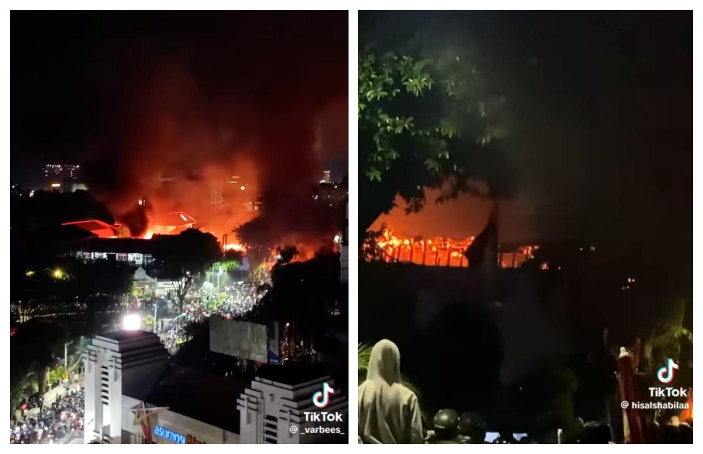 印尼政府雖然宣布街頭抗議已經降溫，但是昨晚印尼民眾還是透過抖音傳出群眾聚集、焚燒物品抗議的短影片。翻攝自TikTok