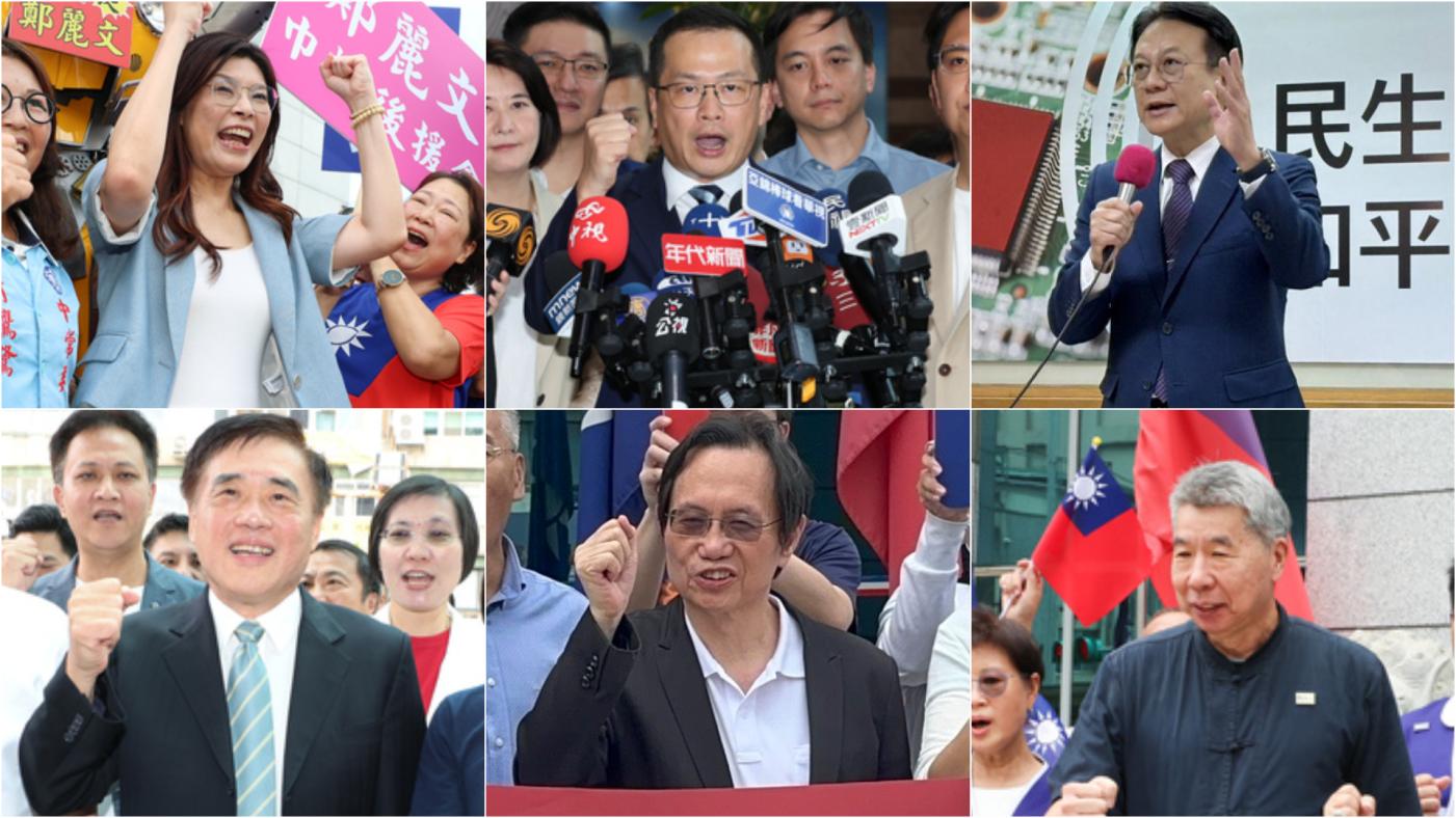 國民黨主席選舉共有6位登記，分別是前立委鄭麗文(上排左起)、立委羅智強、前彰化縣長卓伯源、前台北市長郝龍斌(下排左起)、前國代蔡志弘及孫文學校總校長張亞中。中央社、翻攝蔡志弘臉書