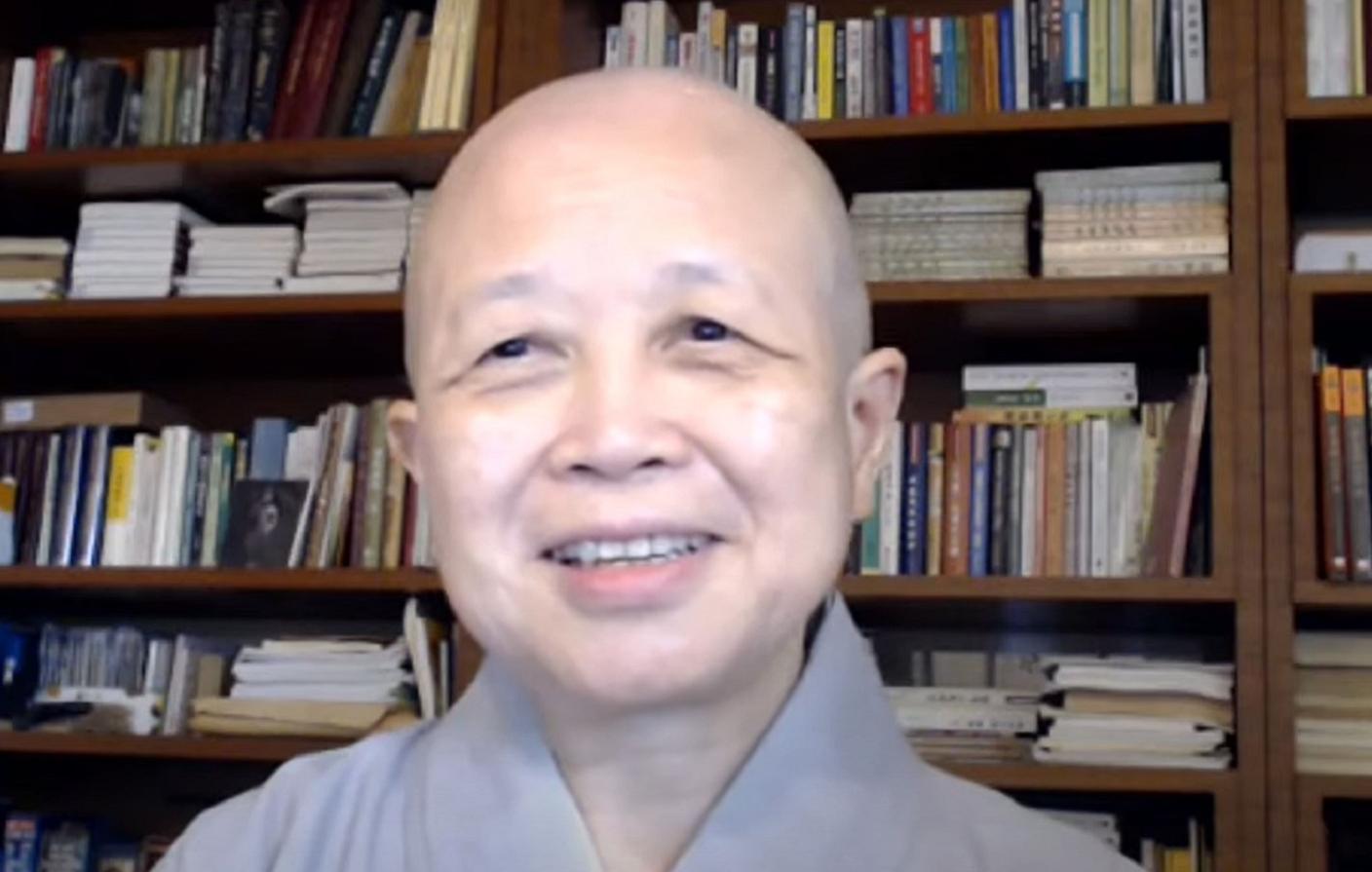 玄奘大學宗教系教授釋昭慧於22日舉行線上記者會，回應是否拒絕供養的質疑。翻攝搶救國庫聯盟YT頻道