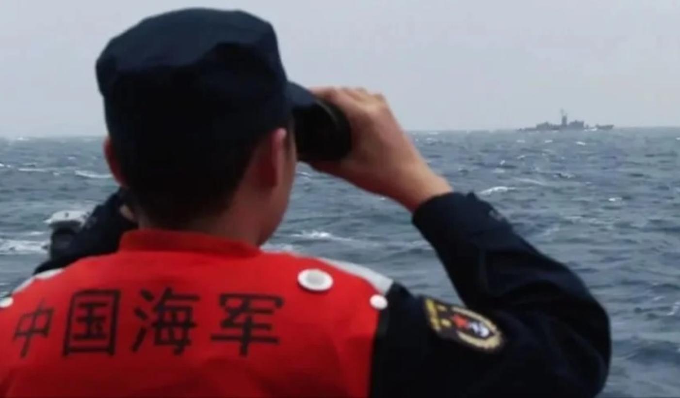 中國官媒央視曝光共軍觀測我宜陽艦畫面。翻攝微博