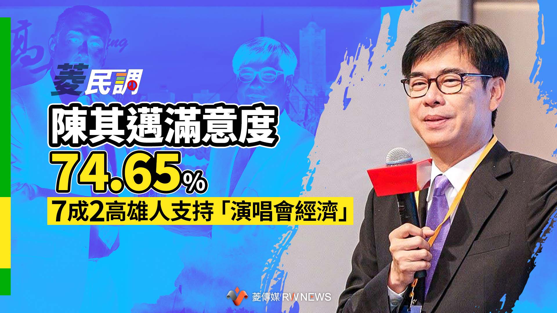 菱民調／陳其邁滿意度74 65 7成2高雄人支持「演唱會經濟」~{菱民調}~{2023 07 06 12 00}~{記者王吟芳}