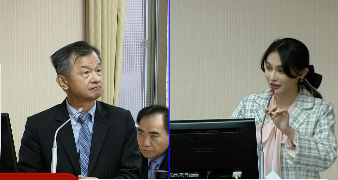 賴品妤（左）今就中國統戰電台滲透全台質詢陸委會主委邱太三（右）。翻攝國會頻道